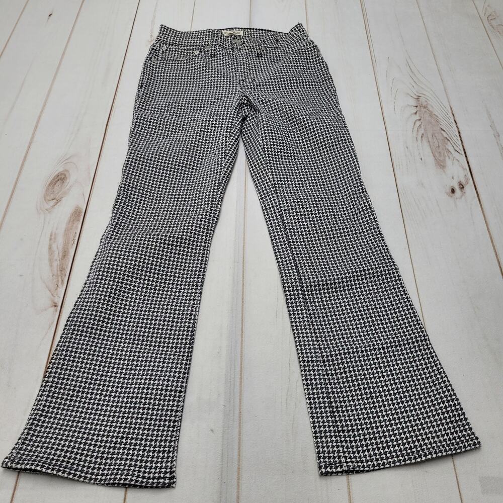 Madewell mid rise kick out jeans colorful herringbone print spruce